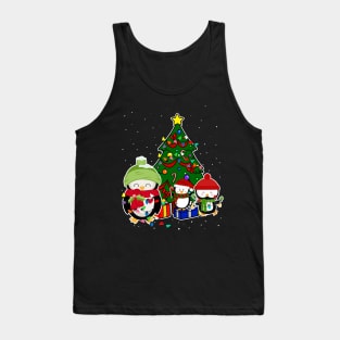 3 Three Santa Penguins Costume Cute Christmas Tree Lights Tank Top